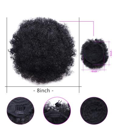 8-Inch Short Afro Puff Synthetic Hair Bun | Kinky Curly Drawstring Ponytail & Clip Extensions for Women - Color 1B/30 - Buy Online on GoSupps.com