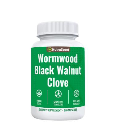 NutraScout Wormwood Black Walnut & Clove Complex | Whole Body Detox Cleanse | Lab Tested USA Made Non-GMO Easy to Swallow | 60 Capsules
