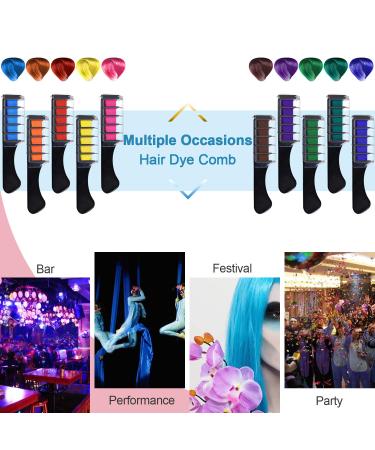 Kalolary Temporary Hair Chalk for Girl - 10 Washable Colors - Rainbow Hair Dye Comb for Birthday, Masquerade, Cosplay - DIY Decorate Gift - Buy Online on GoSupps.com