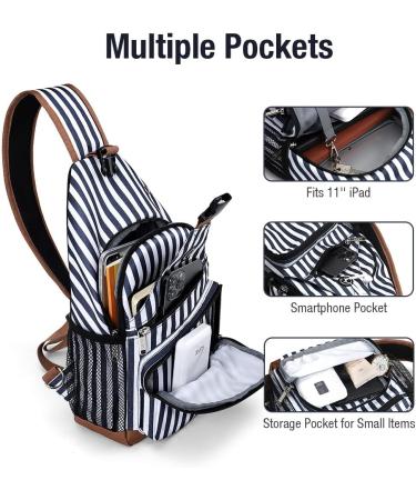 Lekbobor Large Blue Striped Sling Bag - Crossbody Chest Bag for Travel & Hiking - Buy Online on GoSupps.com