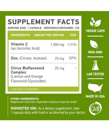 MUSCLE FOOD LABS (2 Pack) MFL Vitamin C + ZINC | C - 1000 | VIT C 1 000mg | Zinc 25mg | Citrus Bioflavonoids 25mg | Non-GMO & Gluten Free - Buy Online on GoSupps.com