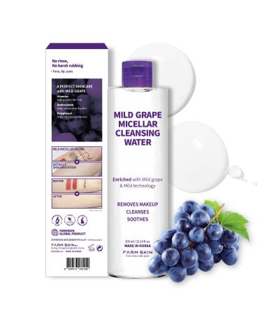 FARMSKIN Freshfood For Skin Mild Greape Micellar Cleansing Water (10.1fl.oz 300ml) - Micellar Cleansing Water for Face/Makeup Remover & Cleanser/Non-Irritating/Korean Skin Care