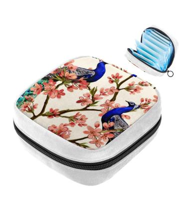 GIAPB Sanitary Napkin Storage Bag Period Bag Tampon Bag Makeup Bag Pad Pouch Flower Tree Peacock Pattern Color4748