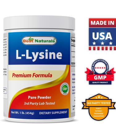 Best Naturals Lysine Powder 1lb - 100% Pure Supplement for Immune Support - Buy Online on GoSupps.com
