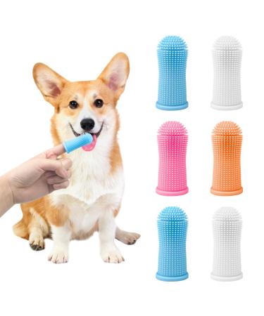 Avesteir dog toothbrush set from 6 dental care for pet 4 color dog toothbrush soft food-safe silicone 360 Fully wrapped bristles finger toothbrush for pet anti-plaque