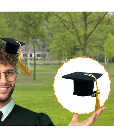 Fellflying Graduation Hat Hair Clip - 3D Graduation Hat Hairpin Graduation Dress up Photo Decoration Supplies Hat Inserts Graduation Accessories for Kids Adults Yellow - Buy Online on GoSupps.com