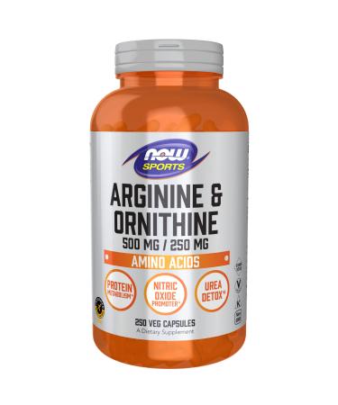 Now Foods Sports Arginine & Ornithine 500 mg /250 mg 250 Capsules