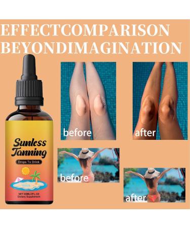  BommFu Sunless Bronzing Drops to Drink 60ml Self Tanning Drops for Face and Body Promotes Natural Skin Tone Nourishes and Moisturizes - Buy Online on GoSupps.com