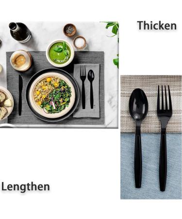 Cangfort Black Plastic Cutlery - 120 Disposable Plastic Forks 5.7 Inch- Thick Matte Handle Sturdy - Ideal for Birthday BBQ Wedding & More 120Pcs Black Plastic Fork - Buy Online on GoSupps.com