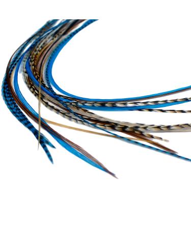 Real Feather Hair Extensions - Blue Auburn (5 Feathers)