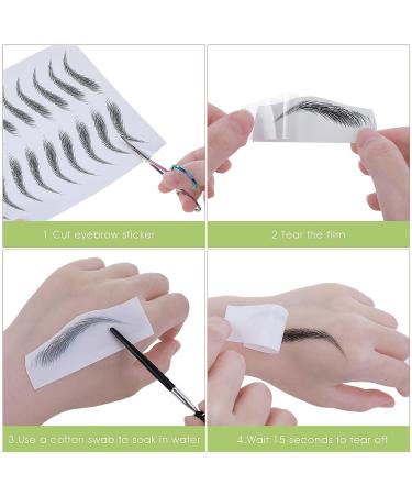 Sibba 6 Sheets Eyebrow Tattoo Sticker Set - Temporary Waterproof Eyebrow Practice Kit for Women (Black) - Buy Online on GoSupps.com