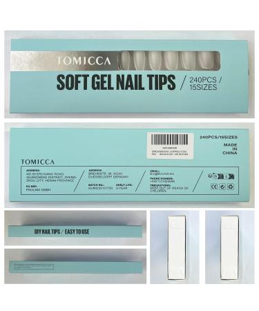Tomicca Ballerina Short Nail Tips - 240 Gel & Acrylic Half Matte Coffin Style - 15 Sizes for Perfect Fit - Buy Online on GoSupps.com