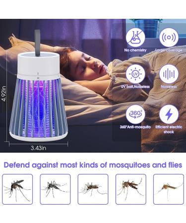 Mosquito Killing Lamp Mosquito Lamp Rechargeable Light Mosquito Trap Click Mosquito Lamp with Hanging Loop for Home Bedroom Outdoor Camping Grey - Buy Online on GoSupps.com