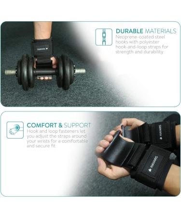 Navaris Strength Training Aids with Hooks | Professional Fitness & Bodybuilding Straps - Durable Joint Protection - Black - Buy Online on GoSupps.com