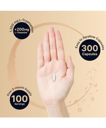 NatureBell L Tryptophan 1300mg with L Theanine 200mg 300 Capsules | Active Free Form Plant Based Supplement Calm Formula Supports Relaxation Non-GMO & No Gluten L Tryptophan with L Theanine 300 Count (Pack of 1) - Buy Online on GoSupps.com