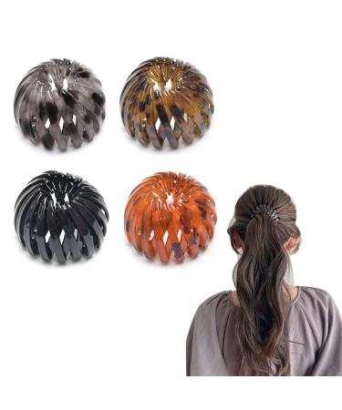 YEJAHY 4 Pieces Bird Nest Hair Clips Hairpin Buckles - Expandable Ponytail Holder Hair Accessories - Hair Claw Clamps Hair Maker Hair Styling Tool - for Women and Girls  4 Colors