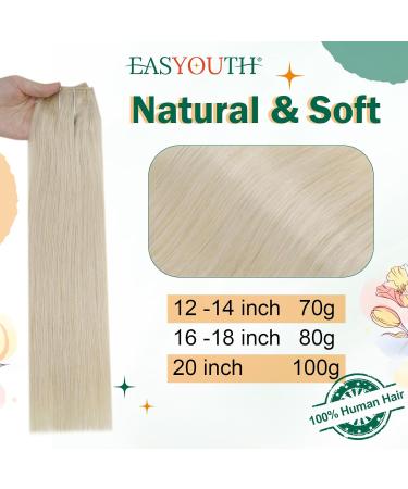 Easyouth Blonde Human Hair Wire Extensions 14 Inch 70g | Platinum Blonde Fish Line Hair Extensions #60 - Buy Online on GoSupps.com