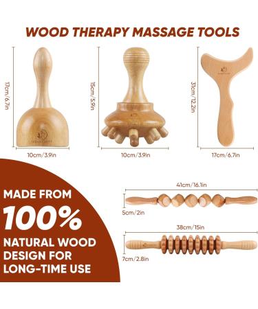 Complete Maderotherapy Set 5 in 1: Full Body Massage Lymphatic Drainage Anti-Cellulite Tools for Back & Legs - Buy Online on GoSupps.com