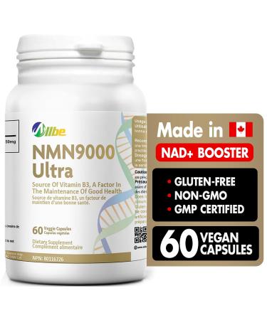 ALLBE NMN 9000 Ultra | 60 Capsules | 99% Purity Nicotinamide Mononucleotide 150 mg Servings | NAD+ Booster Supplement for Cellular Energy Metabolism Repair Immunity and Healthy Aging 60 count (Pack of 1)