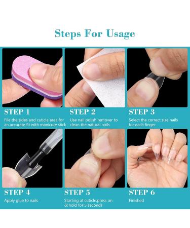500PCS Short Stiletto Nail Tips for Acrylic Nails - Clear Almond Fake Nails - Half Cover Nail Extension Tips - 10 Sizes with Box - Buy Online on GoSupps.com