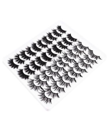 Housoutil 20 Pairs Three-dimensional Cross Eyelashes False Eyelashes Cross Fake Lashes Dense Eyelashes Fake Thick Eyelashes Mixed Fake Eyelashes Makeup Eyelash 3d Artificial Imitation