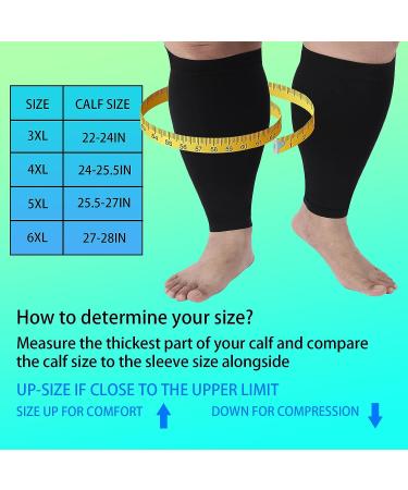 6XL Wide Calf Compression Sleeves for Shin Splints & Varicose Veins - XXXXXX-Large Black - Leg Pain Relief & Edema Support - Buy Online on GoSupps.com