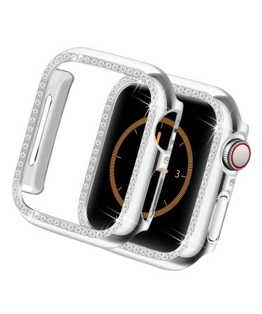 Yolovie Compatible for Apple Watch Case 38mm 40mm 42mm 44mm Bling Crystal Diamonds Rhinestone Bumper Cover for Women Girl Hard PC Protective Frame for iWatch Series 6/5/4/3/2/1/SE - 40mm Silver Silver 40mm