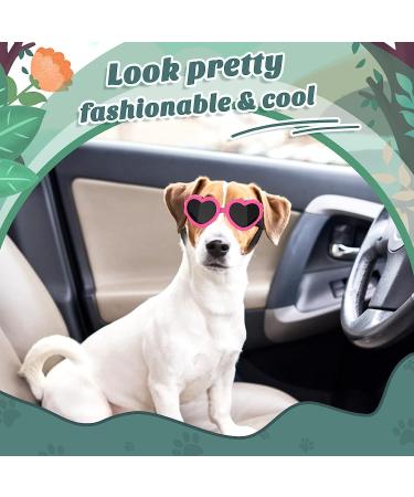 Lewondr Small Dog Sunglasses - UV Protection Goggles with Adjustable Strap for Pet Dogs - Pink Heart Shape - Buy Online on GoSupps.com