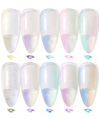 DouborQ 10 Colors Clear Gel Nail Polish Set - Mermaid Shell Shimmer Soak Off UV Gel Kit for Salon & Home Manicure - Buy Online on GoSupps.com