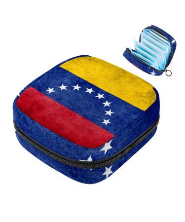 Menstruation pad bag with zipper women's napkin bag tampons collection bags for women and girls (flag of Venezuela)