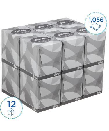 Kleenex Cosmetics Handkerchief Box 8834 - Soft Robust & Absorbent 2-Layer White Tissue (12 Boxes x 88 Leaves) - Perfume-Free Ideal for International Shipping - Buy Online on GoSupps.com