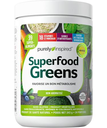 Purely Inspired Greens Powder Smoothie Mix | Purely Inspired Greens Powder Superfood | Super Greens Powder Organic | Fruit + Veggie Superfood Powder | Green Smoothie Powder 24 Servings ( Packaging May Vary ) - Buy Online on GoSupps.com