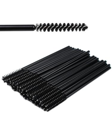 Mini Disposable Skinny Mascara Wands 50pcs Micro Eyelash Brush Small Makeup Brush Applicators Eyebrow Spoolies (Skinny-P-Black-50)