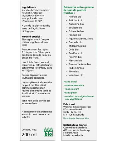 Salus Organic hawthorn Food Supplement with Organic Hawthorn Juice Helps regulate cardiac activity Vegan No Additives 200 ml - Buy Online on GoSupps.com