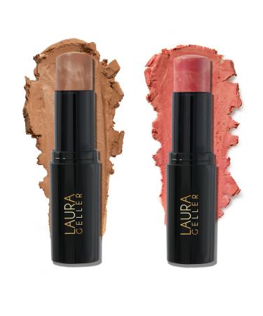 LAURA GELLER NEW YORK Italian Marble Duo - Italian Marble Bronzer Stick Capri Coast + Italian Marble Blush Stick Apricot Spritz