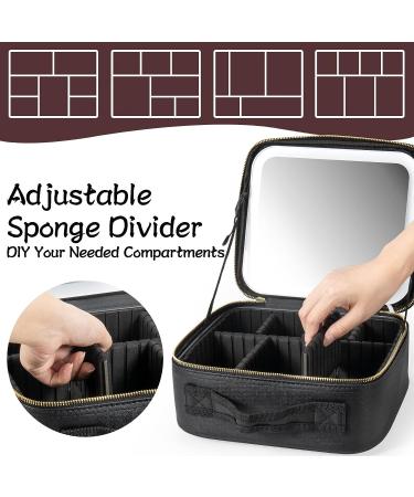 Extrei Gent Makeup Travel Train Case with LED Light | Adjustable Brightness & Partition | Waterproof Cosmetic Bag for Women - Black - Buy Online on GoSupps.com