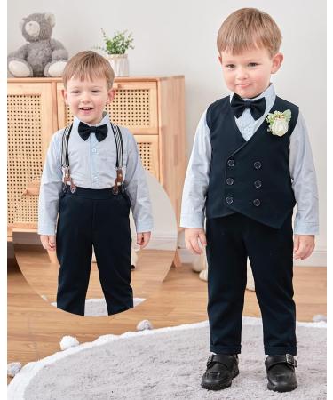 ZOEREA Baby Boy Gentleman Wedding Tuxedo Outfit Set 4-5 Years Blue - Buy Online on GoSupps.com
