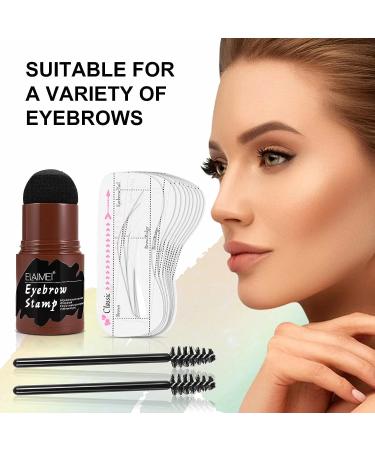 Eyebrow Stamp Shaping Kit with Long-Lasting Buildable Brown Black Powder - Includes 10 Stencils and 2 Pen Brushes - Perfect Gift for Women - Buy Online on GoSupps.com