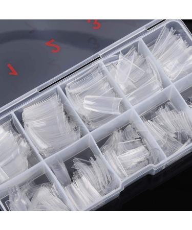 Feugole French Nail Tips Set - 1000PCS Half Cover Acrylic Flake False Nails for DIY Nail Art | Clear/Natural Half Tips & Box Included - Buy Online on GoSupps.com
