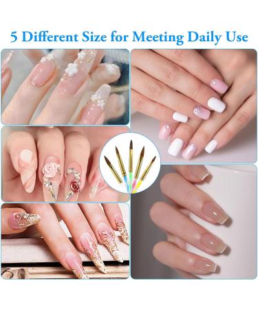 Nail Brush Set for Acrylic Powder - 5pcs Varnish Brush for Gel Polish Design and Nail Art | DIY Brush Pen with 5 Sizes Included - Buy Online on GoSupps.com