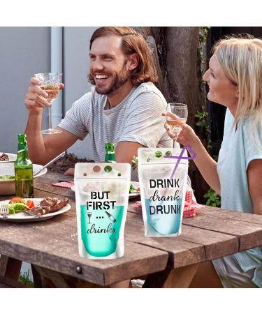 Party Drink Pouches with Straws - 36 Sets, 9 Styles - Plastic Beverage Bags for Adults and Teens - Buy Online on GoSupps.com