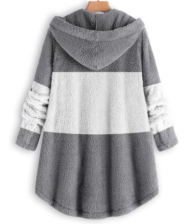 Hanxiulin Women's Oversized Plush Jacket - Warm Lined Fleece Winter Coat with Long Hood - Stylish Gray Autumn Outerwear - Buy Online on GoSupps.com