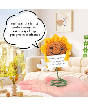 ZWJZMC Mini Funny Positive Sunflower Cute Knitted Sunflower with Positive Card Creative Wool Crochet Inspirational Cheer Up Birthday Bridesmaid Proposal Gifts for Wife Mom Grandma Girlfriends - Buy Online on GoSupps.com