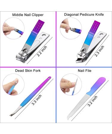 CGEB Manicure Set - Professional Nail Care Tools Kit for Men and Women | 12Pcs Grooming Set with Travel Case - Colorful - Buy Online on GoSupps.com