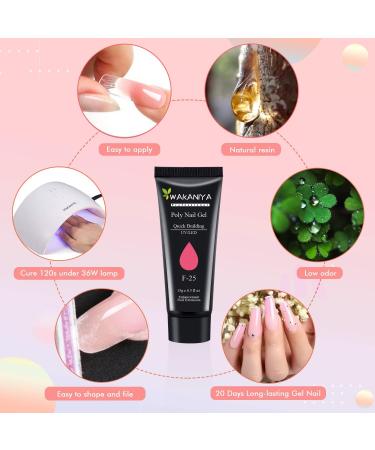 Poly Nail Gel Kit with Lamp - Nail Builder Extension Set for DIY Manicure - 10 Pink Nude Colors - Buy Online on GoSupps.com