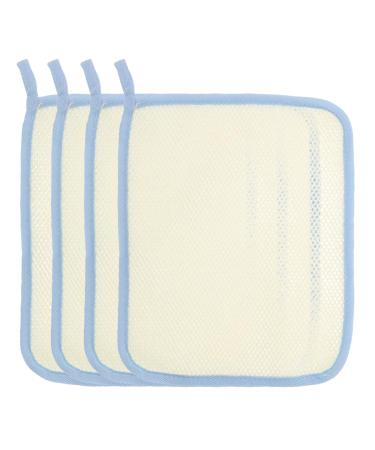 FOMIYES 4pcs Square Towel Soap Bag Buffing Wash Cloth Exfoliating Body Cloth Shower Loofah Towel Nylon Beige