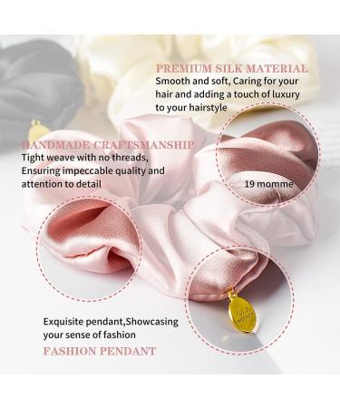 ADOOMENT 3 Pack Silk Scrunchies - Luxury Mulberry Silk Hair Ties for Women - Non-Slip Elastic Hair Scrunchies (Black Champagne Gold Pink) - 1.4 Inch - Buy Online on GoSupps.com