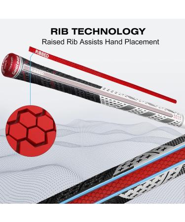 Geoleap ACE-R Golf Grips Set of 13 | Back Rib for Improved Control | Multi Compound Rubber and Cord Hybrid | Standard/Midsize | 7 Color Options | Midsize Gray - Buy Online on GoSupps.com