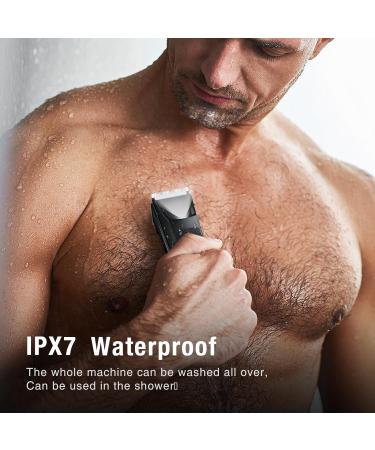 Men's Body Hair Trimmer - IPX7 Waterproof, LED Light, Power Display, Replaceable Ceramic Blades - Buy Online on GoSupps.com