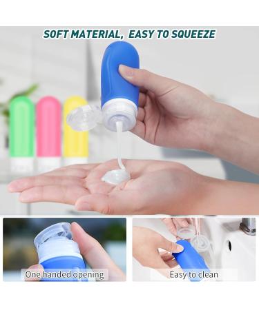 Skycase Travel Bottles for Toiletries - 4 PCS Leak Proof 3 oz Silicone Bags - Refillable Liquid Accessories for Shampoo & Conditioner - Yellow Blue Pink Green - Buy Online on GoSupps.com